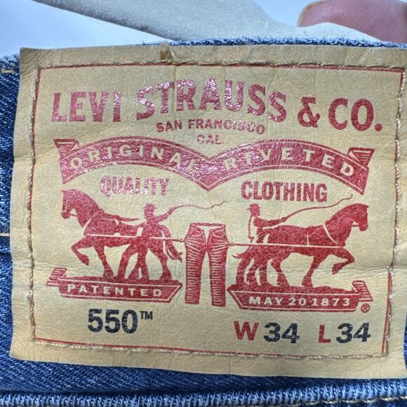 Levis 550 Jeans Relaxed Straight 34x34 Stonewash 4886 Cotton Casual Retro Skater - Picture 2 of 16